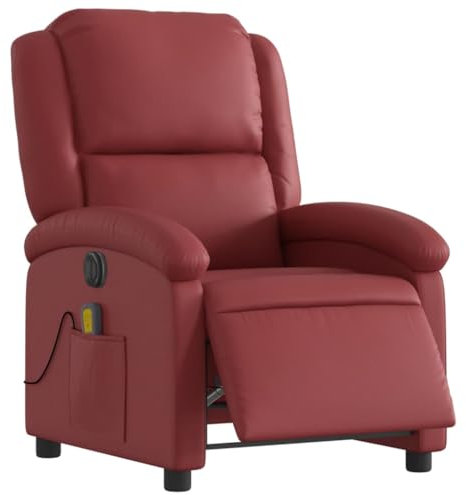 vidaXL Massagesessel Elektrisch, Sessel Verstellbare Rückenlehne Fußteil, Fernsehsessel Relaxsessel mit Liegefunktion, Liegesessel Polstersessel Ruhesessel, Weinrot Kunstleder