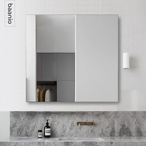 baanio - Espejo Baño Cuadrado 100x100 cm Pure | Espejos de Baño de Vidrio Resistente 4 mm, Plata Ecológica sin Cobre, Fácil Instalación | Diseño Moderno y Minimalista