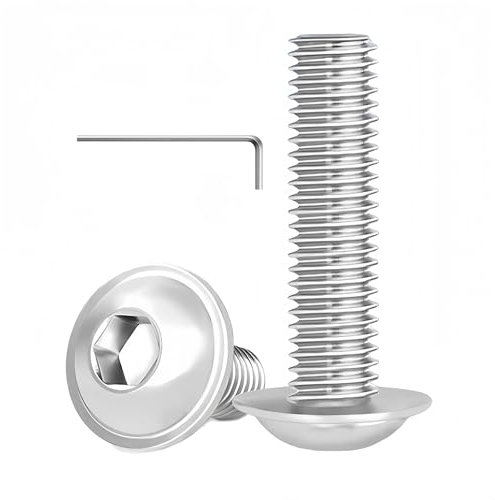 WZHUIDA 20 Stück M8 x 20 mm Schrauben, Edelstahl Linsenkopf Schrauben mit Flansch, Vollgewinde Innensechsrund Flanschschrauben mit Schraubenschlüssel