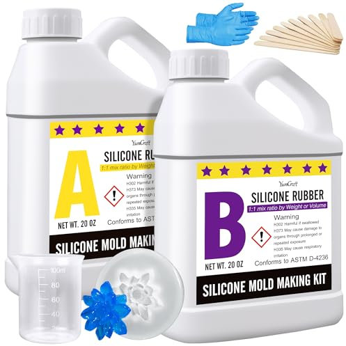 Kit per la creazione di stampi in silicone, 1 L gomma siliconica liquida elastica per realizzare stampi in silicone, fusione, in silicone traslucido 18 A, per resina fai da te, candele, sapone