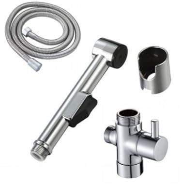Bidet Handbrause für Waschbecken, WC Popodusche, Bidet Handbrause, mit Brauseschlauch 150cm, 1/2 Wasserverteiler und Wandhalterung für WC, Hand Sprayer mit Wasserhahn Umschaltventil, Poliert