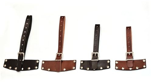 Handmade Genuine Cowhide Leather Axe and Hatchet Sheath, Adjustable Buckle Strap, Nickel Plated Rivets (Black, Blade-Size: 5 Inches)