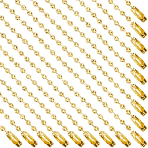 SOFPLATE 1 Box 100 Stück 4/100mm 2mm Goldene Hundemarkenkette Kugelperlenkette Großpackung Kurze Schlüsselanhänger Aus Edelstahl Halskette Verstellbare Metallperlenketten Mit Anschlussstück Für Die