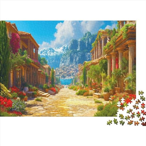 lihuogongsio Street Landscape 1000 Pieces Challenge Jigsaw Puzzle for Adults Ancient Greece Impossible Puzzle Educational Games Home Decoration Puzzle Multi Colour 1000pcs (75x50cm)