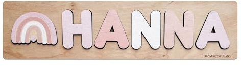 Individuelles Baby Name Holzpuzzle mit Buchstaben | Bestes Geschenk zum ersten Geburtstag für Mädchen | Spaß und Lernen in einem
