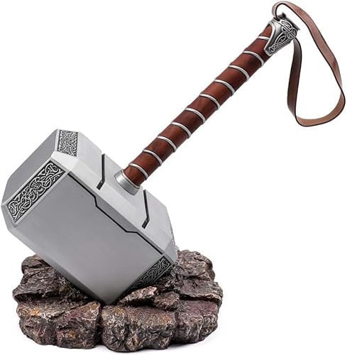 Thor Mjolnir Hammer Collectible 1:1 Replica Cosplay Costume Prop Toy (Metal-with Standing Base)