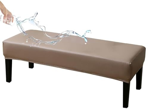 Wasserdichter Bezug für Esszimmerbank，Leder Bezug für Sitzbank Stretch Holzbank Schonbezug Bezug Für Fußhocker Bank Sitzbank Hocker Husse Flurbank Stuhlhusse Sofabank Bezüge(Khaki,180cm(70.9in))