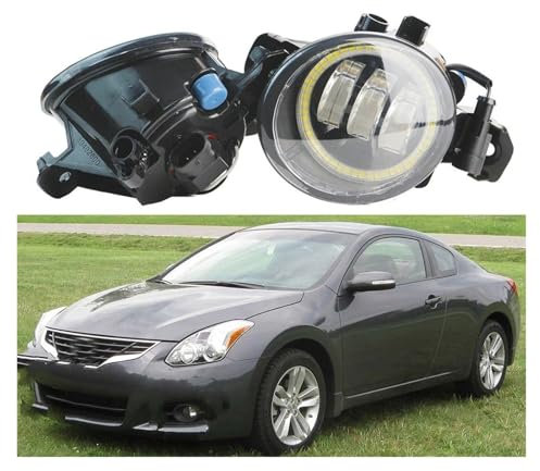 ODKBFG Phare Avant 2 Pièces Voiture Droite + Gauche LED Antibrouillard Angel Eye DRL 30W H11 12V Pour Nissan Pour Altima Coupé 2007 2008 2009 2010 2011 2012 2013 Feux Avants(White and White)