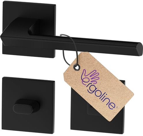 ERGO line Design moderne, poignée de porte noire QUANTO, pour les portes de salle de bains, la silhouette ultra-fine, poignée carrée noire mate, garnitures de porte, poignée