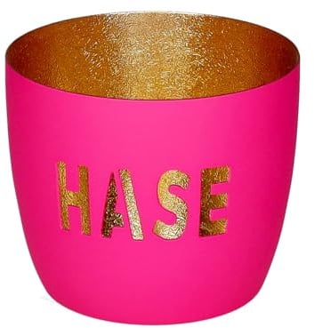 Giftcompany Madras Windlicht M Hase hot pink/Gold 8,5cm