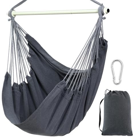 Ohuhu Hängesessel Outdoor XL, Hängesessels ohne Gestell bis 150 kg - Outdoor Sessel für Erwachsene & Mädchen, Indoor & Outdoor für Garten, Balkon, Schlafzimmer - Hellgrau