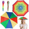 DIELIANHUA Regenschirmhut, Faltbarer Regenschirmhut für Erwachsene & Kinder, Sonnenschirm Hut mit Elastischem Band, Regenbogen Regenschirm Hüte für Festival Strand Camping Angeln Wandern