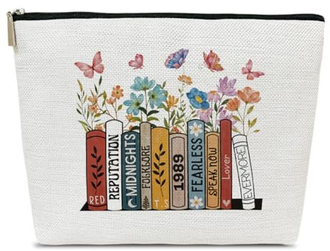 Ythuil Make-up-Tasche für Musikliebhaber, Blumen-Kosmetiktasche für Geldbörse, Musikgeschenke für Frauen, Schwester, BFF, Freunde, Teenager, Mädchen, Tochter, Mädchen, Zeug, Geburtstagsgeschenk, Bunt