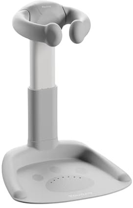 NEYYOS Baby Badewannenständer Duschständer Höhenverstellbar Zusammenklappbar - Duschhilfe Faltbar Badewanne Ständer Platzsparend, Stehhilfe - Kleinkinder Rutschfester Badeturm Badständer (Grau Simple)