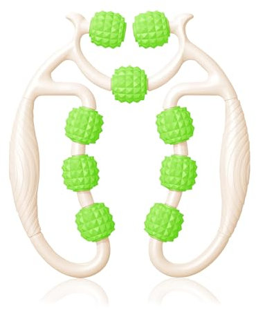 Olgary Rouleau de massage anti-cellulite pour les jambes, 9 roues, avec poignée, pour la perte de graisse et la forme du corps sur les jambes, les bras, le dos, la relaxation musculaire et le drainage