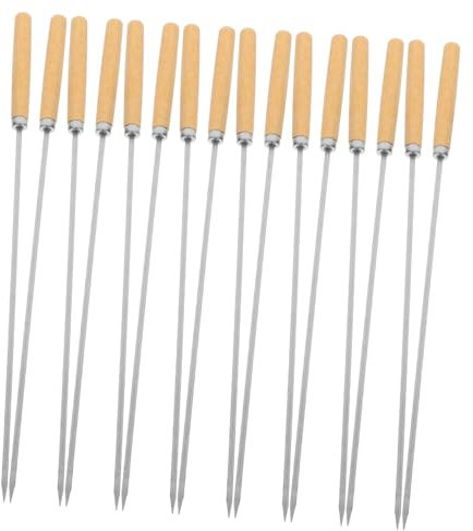 Hemobllo 50stücke Edelstahlspieße Zum Grillen Lange Und Metallspieße Mit Holzgriff Für Rind Und Lammfleisch Sowie Gemüse Wiederverwendbare Grillspieße