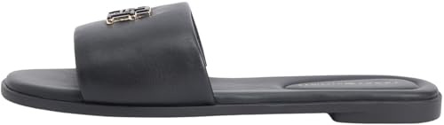 Tommy Hilfiger Damen Sandalen Logo Hardware Mule aus Leder, Schwarz (Black), 40