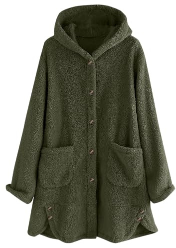 Fleece Cardigan Women Fluffy Hoodie Sherpa Fleece Pullover Fuzzy Teddy Bear Coat Winter Long Sleeve Tops Ladies Teen Girls Winter Warm Lounge Wear Thick Plush Sweatshirts with Pockets