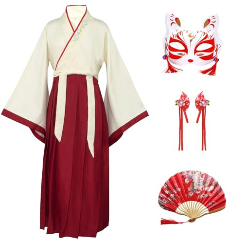 CRFASIBE Hanfu Robe Enfants, Deguisement Chinoise, Taille 130/140/150cm | Costume Chinoise Fille avec Accessoires, Coffret Cadeau, 7 à 13 Ans, Vêtement pour Carnaval, Cosplay, Fêtes, Spectacle