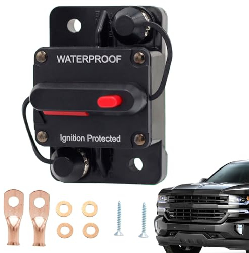 Disjoncteur audio, réinitialisation de l'onduleur de fusible,Disjoncteur de circuit automobile de 60 ampères avec réinitialisation manuelle - Alimentation de protection contre les surcharges de couran