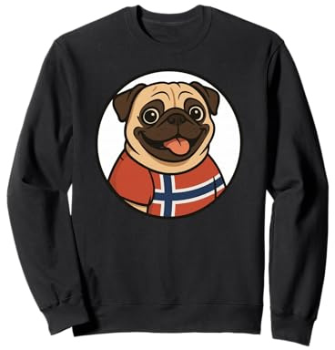 Noruega Bandera Pug Divertido Noruego Sudadera