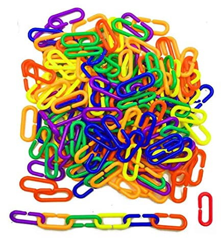 Odoukey Colorful Plastic C-Clips Hooks Chain Link Toy C-Links 100PCS, for Sugar Glider Rat Bird Toy