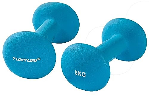 Tunturi 2er Set Kurzhantelset, Fitnessset, 5 kg, Bunte Kurzhanteln mit Neoptren