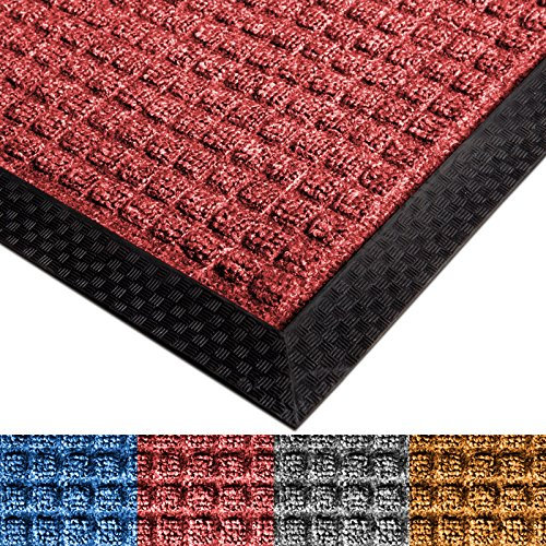 casa pura Schmutzfangmatte All Seasons für außen und innen | Gepunktete Prägestruktur | Fußmatte mit sehr guter Schmutzfang Wirkung | viele Größen und Farben (rot 90x150 cm)