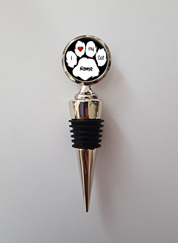 Personalised Any Name I Love My Cat Polished Metal Wine Bottle Stopper Ideal Birthday Keepsake Gift N660