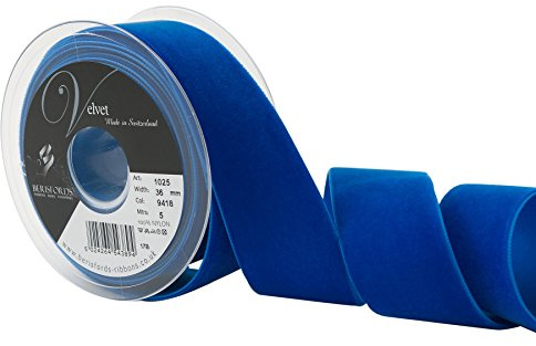 Berisfords Velvet Ribbon Royal 45mm x 10m - Nylon Craft Ribbon for Sewing, Gift Wrapping and Hair Accessories