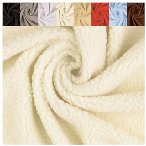 Fabrics-City wollweiß Teddyplüsch Plüschfell Stoff, Lammfellimitat, Fellimitat, Fellstoff zum nähen & kleben, Lamm-Optik, Kuschelstoff für Bekleidung Dekoration, 2553