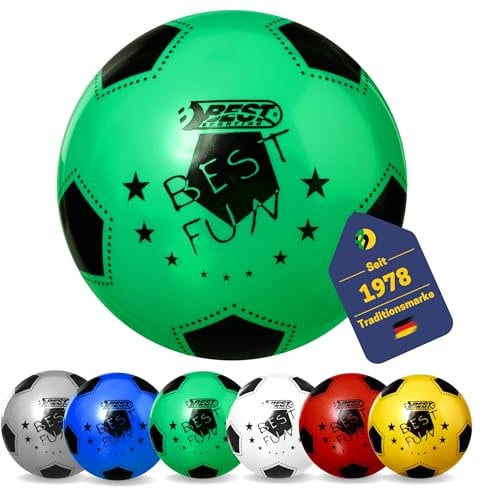 Best Sporting PVC-Ball Fun I Leichter Spielball I grüner Fußball I hochwertiger Wasserball I 23 cm großer Beachball I bunter Ball Logo I Gummiball I Ball Kinder