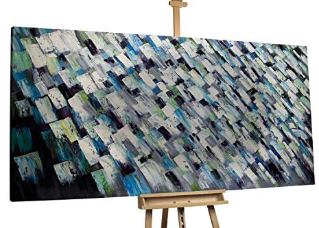 KunstLoft® XXL Gemälde 'Starke Verbindung' 200x100cm | original handgemalte Bilder | Abstrakt Blau Türkis Weiß | Leinwand-Bild Ölgemälde einteilig groß | Modernes Kunst Ölbild