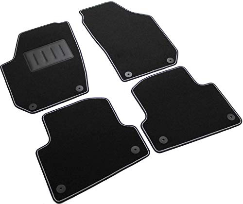 Das Teppich Auto, sprint04107, Fußmatten Teppiche Schwarz rutschfest, verstärkter Rand, zweifarbig, Absatzschoner aus Gummi, Fabia II 2007 > 2014.