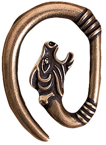 Battle-Merchant Gürtelhaken Wolfskopf für Gürtel bis zu 3 cm Breite (Bronze)