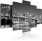 murando - Wandbilder XXL New York City 225x112 cm 5 tlg Wand Deko Leinwand Bilder Groß Wanddeko Wohnzimmer Bild Schlafzimmer Kunstdrucke - Skyline Brooklyn Bridge Stadt Nacht Manhattan Grau 030211-51