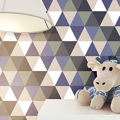 NEWROOM Tapete Blau Vlies Dreiecke - Geometrische Kindertapete Grafik Muster für Kinderzimmer Babyzimmer