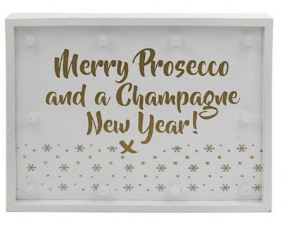 Card and Party Store Christmas LED Sign Light Up Board Box Prosecco Plaque Wall Home Decoration Gift