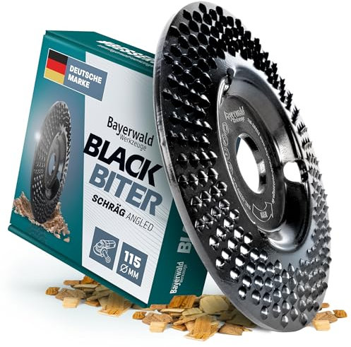 BayerwaldBlack Biter - Raspelscheibe - Ø 115 mm x 22,2 mm | schnelles, grobes Abschleifen von Holz & Holzwerkstoffen | für Winkelschleifer