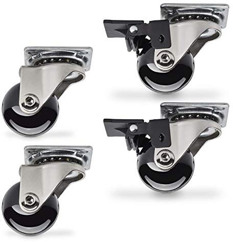 SOTECH 4er SET Möbelrollen SWIFT Ø 35 mm Lenkrollen Bockrollen schwarz 2 mit und 2 ohne Feststeller