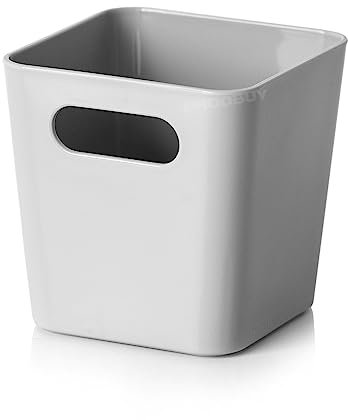 Prodbuy [Pack of 3] Small Grey Plastic Square Desktop Pen Pots