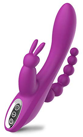 SXOVO 3 En 1 Lapin Vibromasseur Rechargeable G-spot Clitoris Stimulateur Anal Avec 7 Modes De Vibration, Silicone Étanche Sex Toys Pour Femmes Et Couples (Violet)