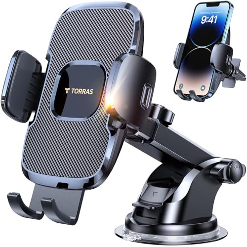 TORRAS Handyhalterung Auto Lüftung & Saugnapf, 3 in 1 Universale Kfz Handyhalterung 360° Drehbar Autohalterung Handy Halterung für Auto Smartphone, Ultra Stabile & Silikon Schutz - Schwarz