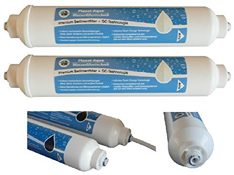 2 x SBS Kühlschrankfilter Sedimentfilter Patrone 5 Mikron Feinheit Ersatzfilter mit 2 Zoll Ø inkl. QUICK CHANGE Technologie Universal externer Wasserfilter für Kühlschrank mit 6mm Zuleitung