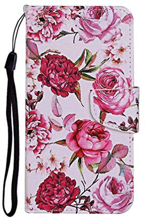 AIFILLE Antichoc Coque de Protection pour iPhone 7/ iPhone 8 Silicone TPU Arrière Cover et Premium PU Cuir Pochette Etui a Rabat Support Style de Livre avec Motif Fleurs Rose Rouge pour Fille Femme