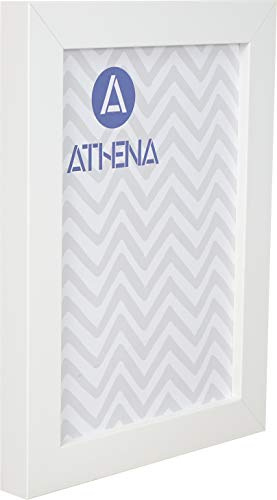 Athena Matt White Block Premium Wood Picture Frame A4-21 x 29.7 cm A4 Frame - Photo Frame - A4 Frame Matt White with Clear Styrene Sheet & Wall Mounted Hook – 29.7 x 21 cm