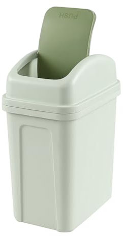 Minekkyes Poubelle en Plastique 14 L, Poubelle en Plastique avec Couvercle （Vert）