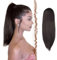 FESHFEN Pferdeschwanz Extensions mit Kordelzug Lang Gerade Zopf Pferdeschwanz Haarteil Glatt Haarverlängerungen Synthetik Drawstring Ponytail Extension für Damen 40 cm Dunkelstes Braun