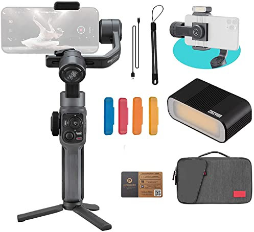Zhiyun Smooth 5 Combo Gimbal Estabilizador para iPhone 13 Pro MAX Bolsa de Transporte Luz LED Trípode Estabilizador de cardán de Mano Profesional de 3 Ejes