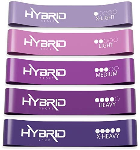 Hybrid Resistance Bands [Set of 5] PREMIUM Skin Friendly | 5 Strength Levels Loop Exercise Bands for Pilates, Training, Physio Therapy, Stretching, Home Gym | FREE Guide and Bag for Men and Women